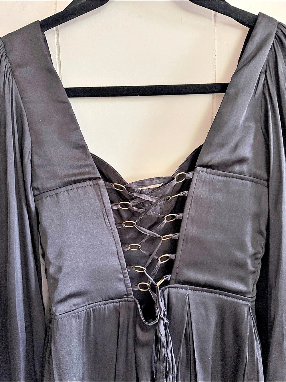 AQUA Satin Corset Dress Whimsigoth Dark Romantic Regencycore Edgy Coquette - Picture 10 of 16